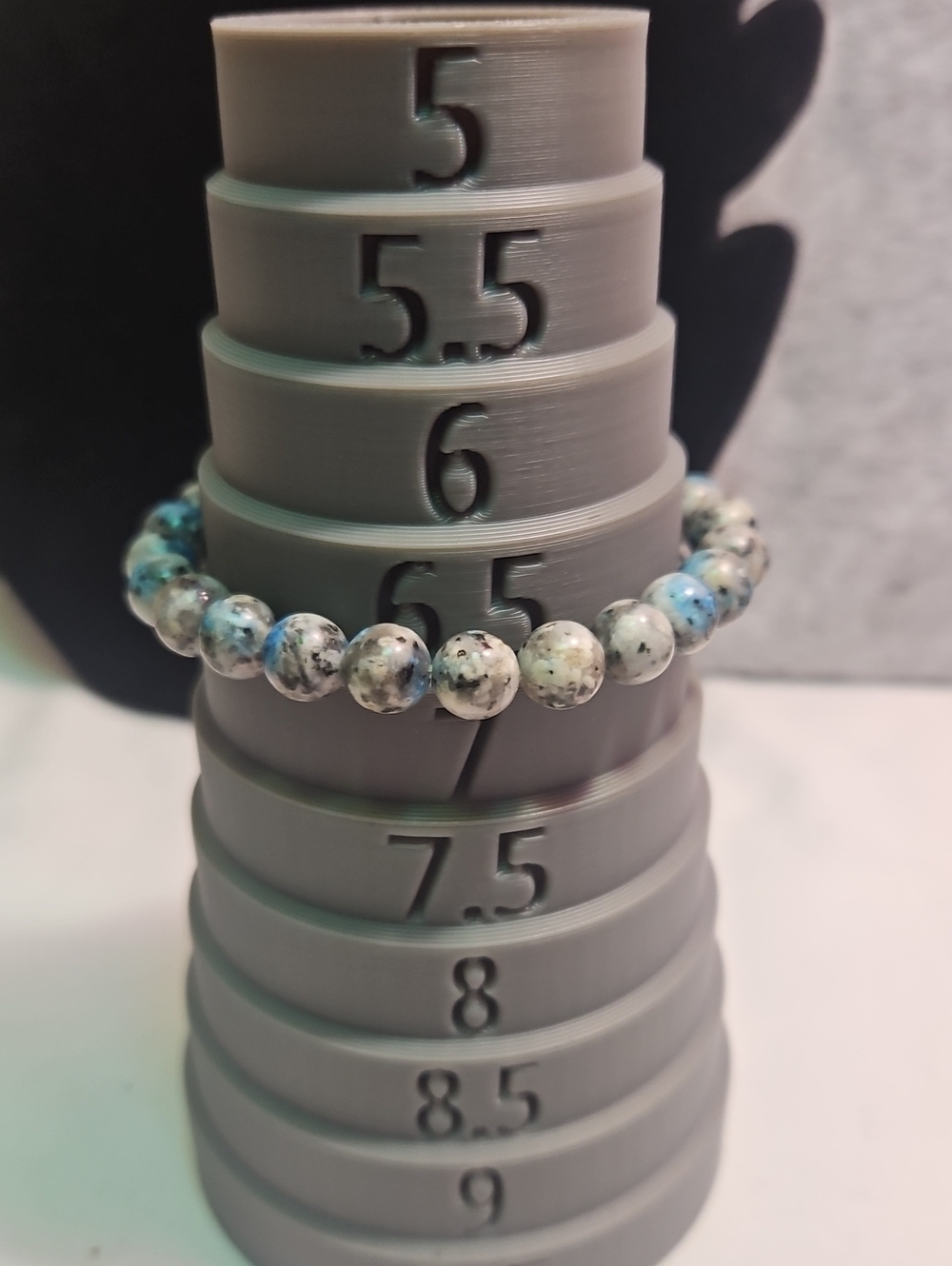 Natural Stone Beaded Stretch Bracelet - Blue Speckled